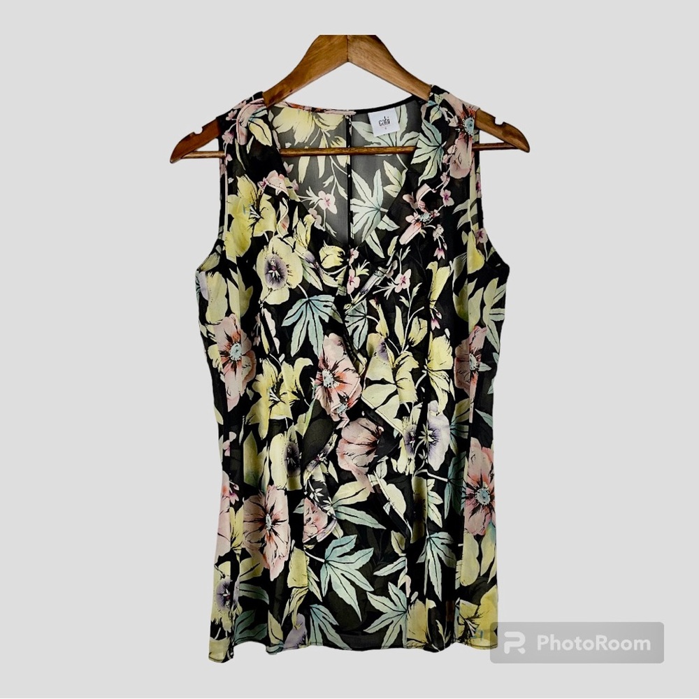 CAbi sleeveless‎ floral print Women’s top Size S